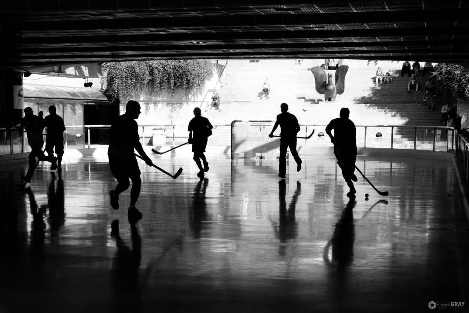 Ball Hockey Silhouettes - Sometimes it takes several shots to avoid merging subjects.